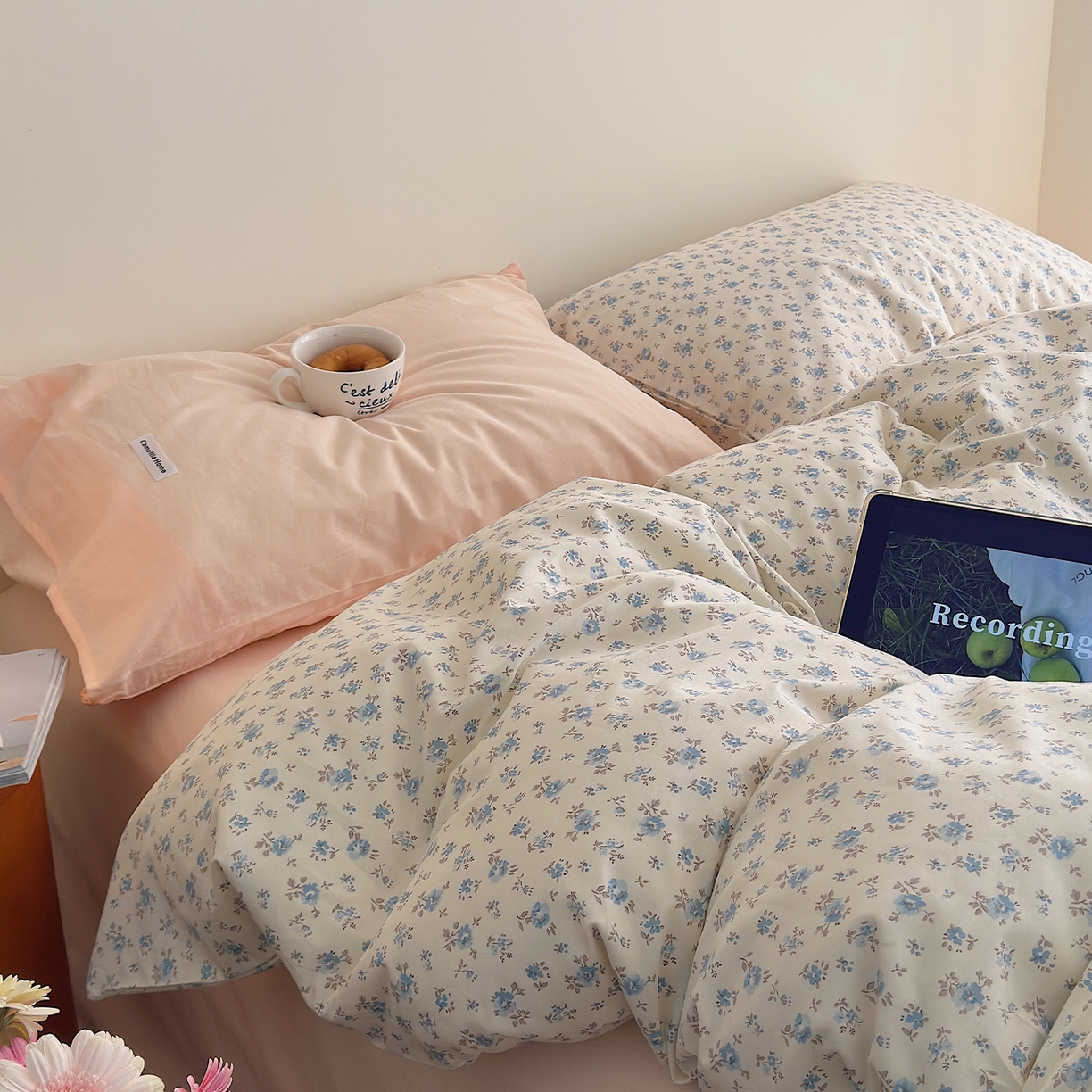 91家纺网 家纺一手货源 找家纺 山茶家居-原创设计 2026新款全棉碎花系列四件套-曼岛 曼岛-海蓝