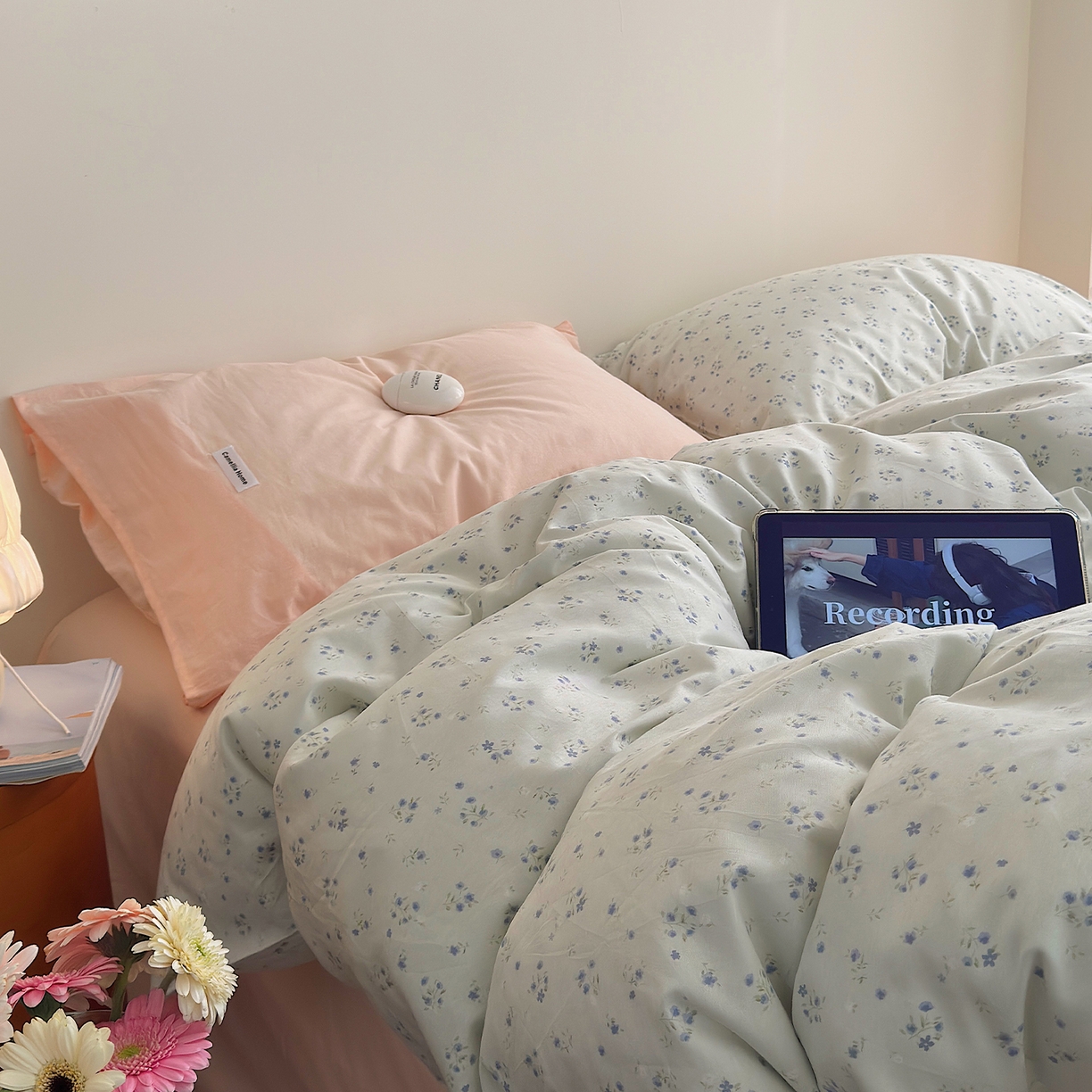 91家纺网 家纺一手货源 找家纺 山茶家居-原创设计 2026新款全棉碎花系列四件套-曼岛 曼岛-奶绿