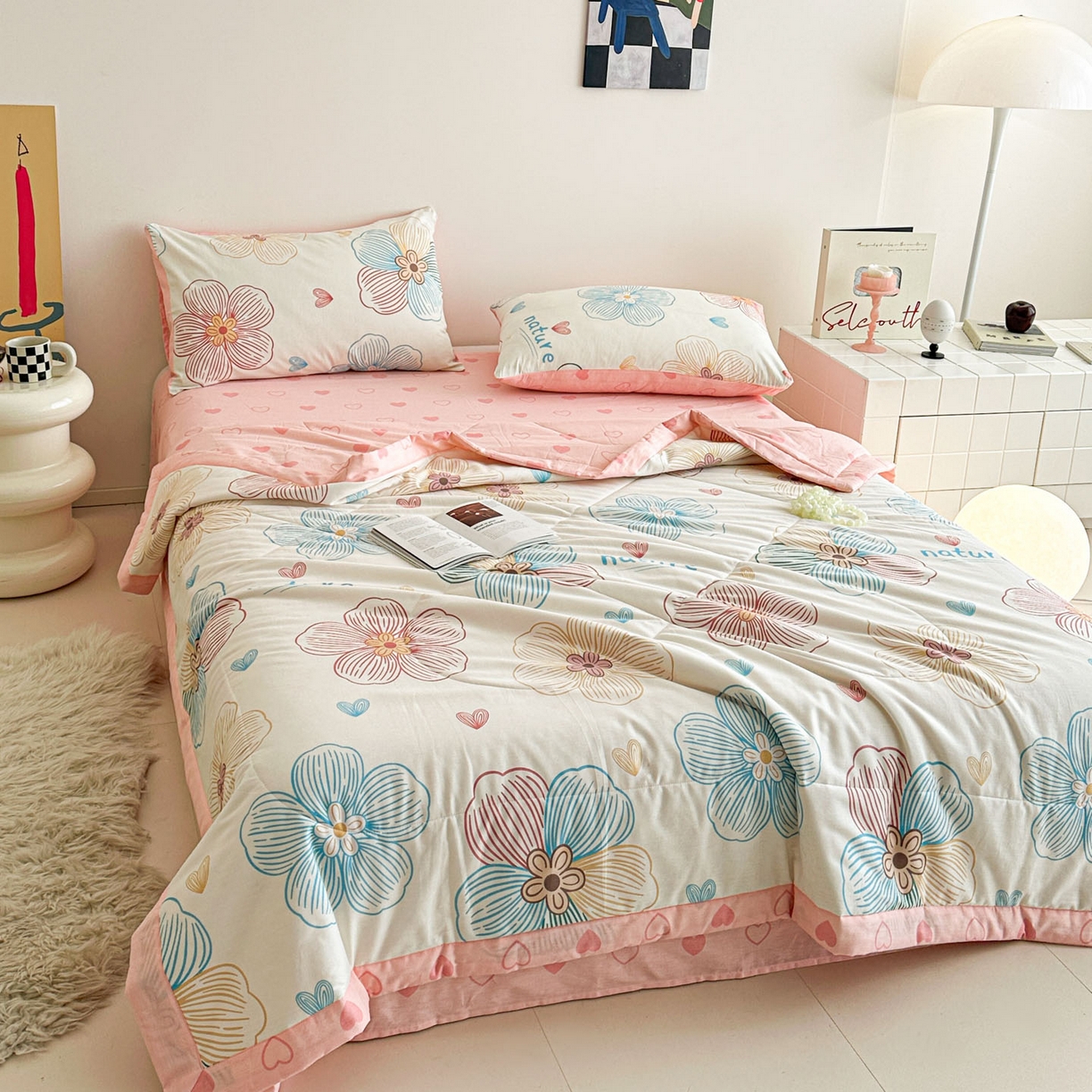 91家纺网 家纺一手货源 找家纺 春皖家纺 2026春夏新款全棉印花夏被夏凉被空调被 缤纷