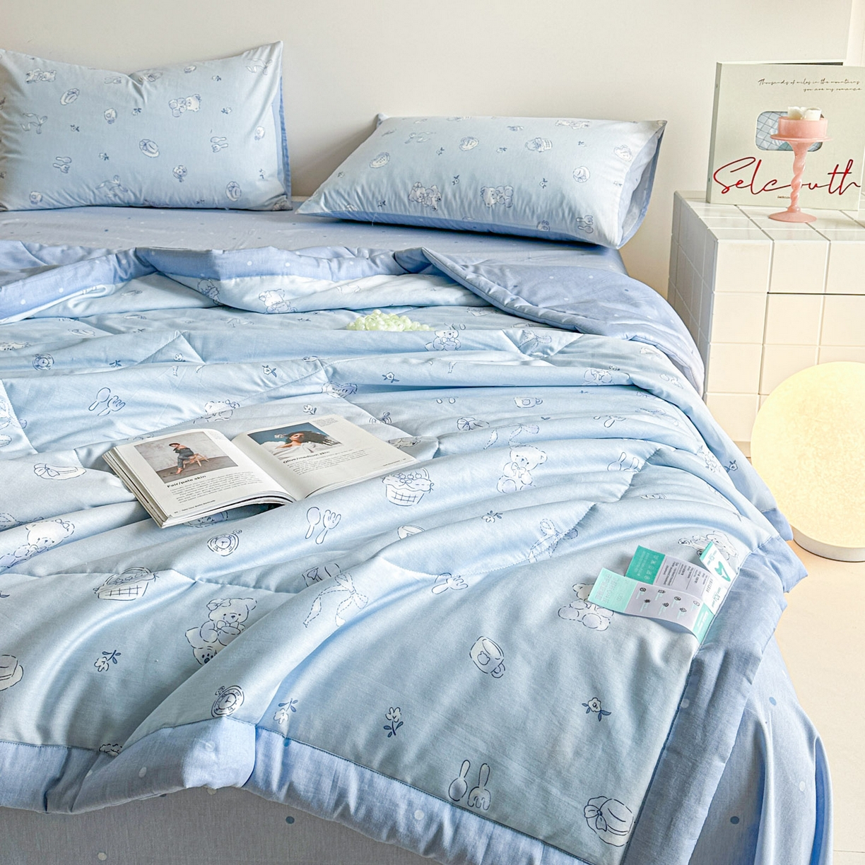 91家纺网 家纺一手货源 找家纺 春皖家纺 2026春夏新款全棉印花夏被夏凉被空调被 布偶小熊