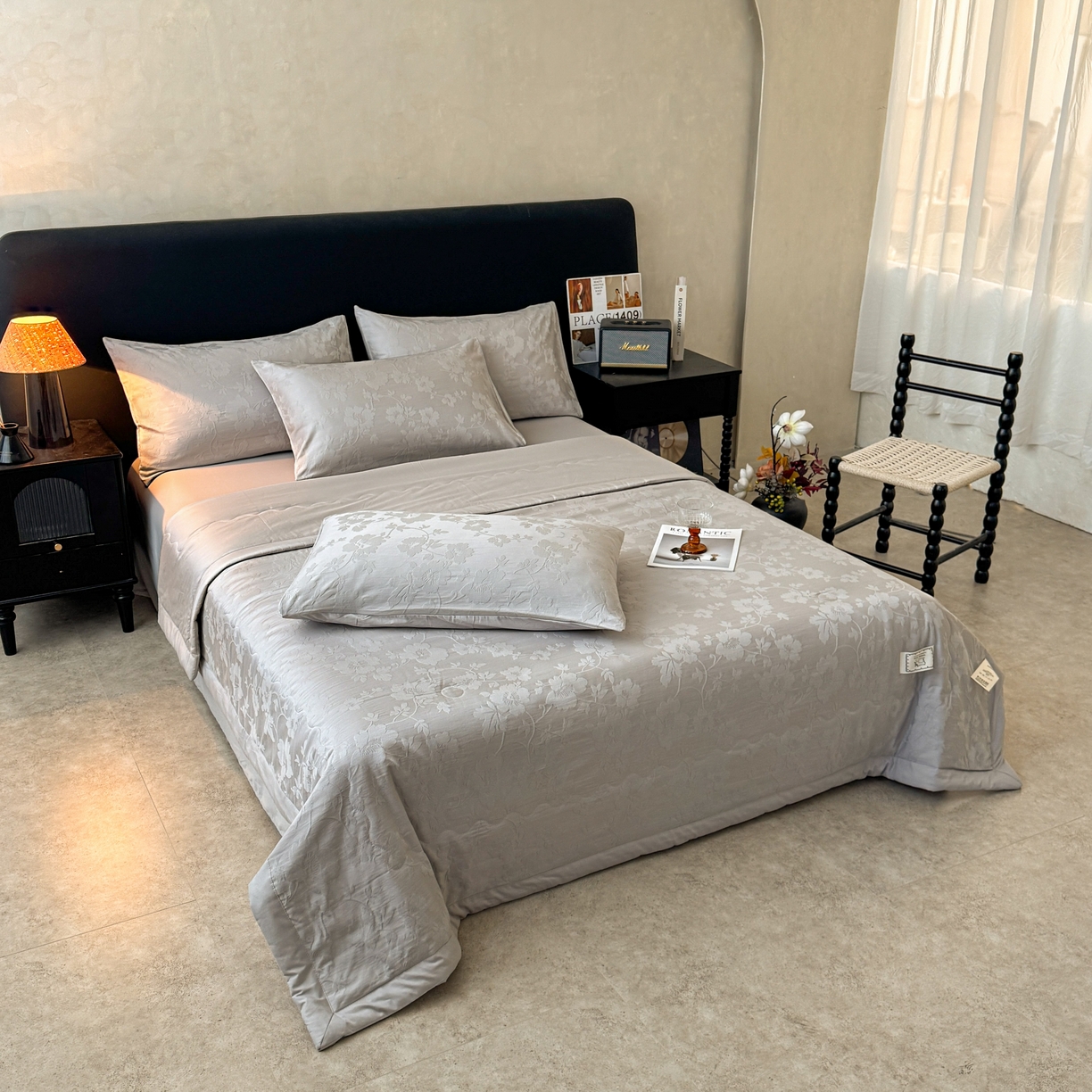 91家纺网 家纺一手货源 找家纺 乐家毛巾被（工厂自产自销） 2026春夏新款全棉60S长绒棉立体厚织提花整张棉花夏被四件套单夏被枕套夏凉被空 花叶同枝