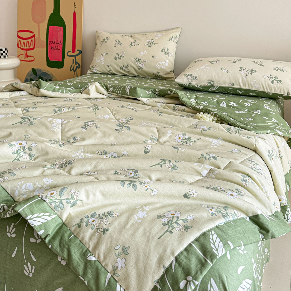 91家纺网 家纺一手货源 找家纺 春皖家纺 2026春夏新款全棉印花夏被夏凉被空调被 茶艺