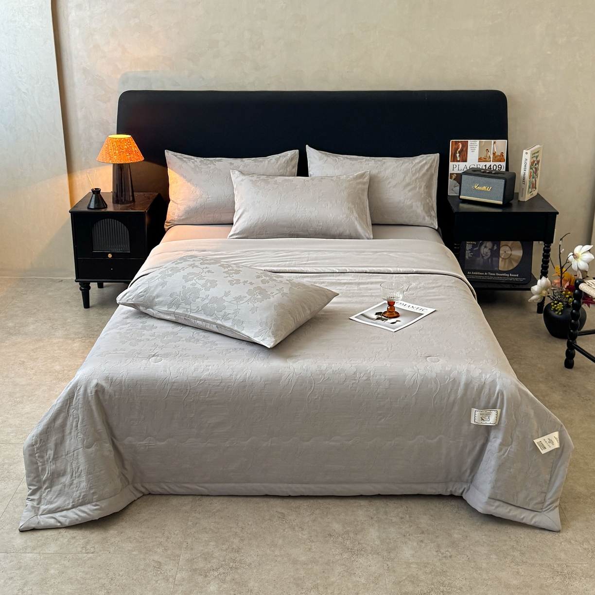 91家纺网 家纺一手货源 找家纺 乐家毛巾被（工厂自产自销） 2026春夏新款全棉60S长绒棉立体厚织提花整张棉花夏被四件套单夏被枕套夏凉被空 花叶同枝