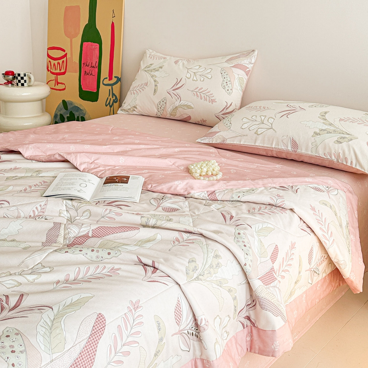 91家纺网 家纺一手货源 找家纺 春皖家纺 2026春夏新款全棉印花夏被夏凉被空调被 多巴胺粉