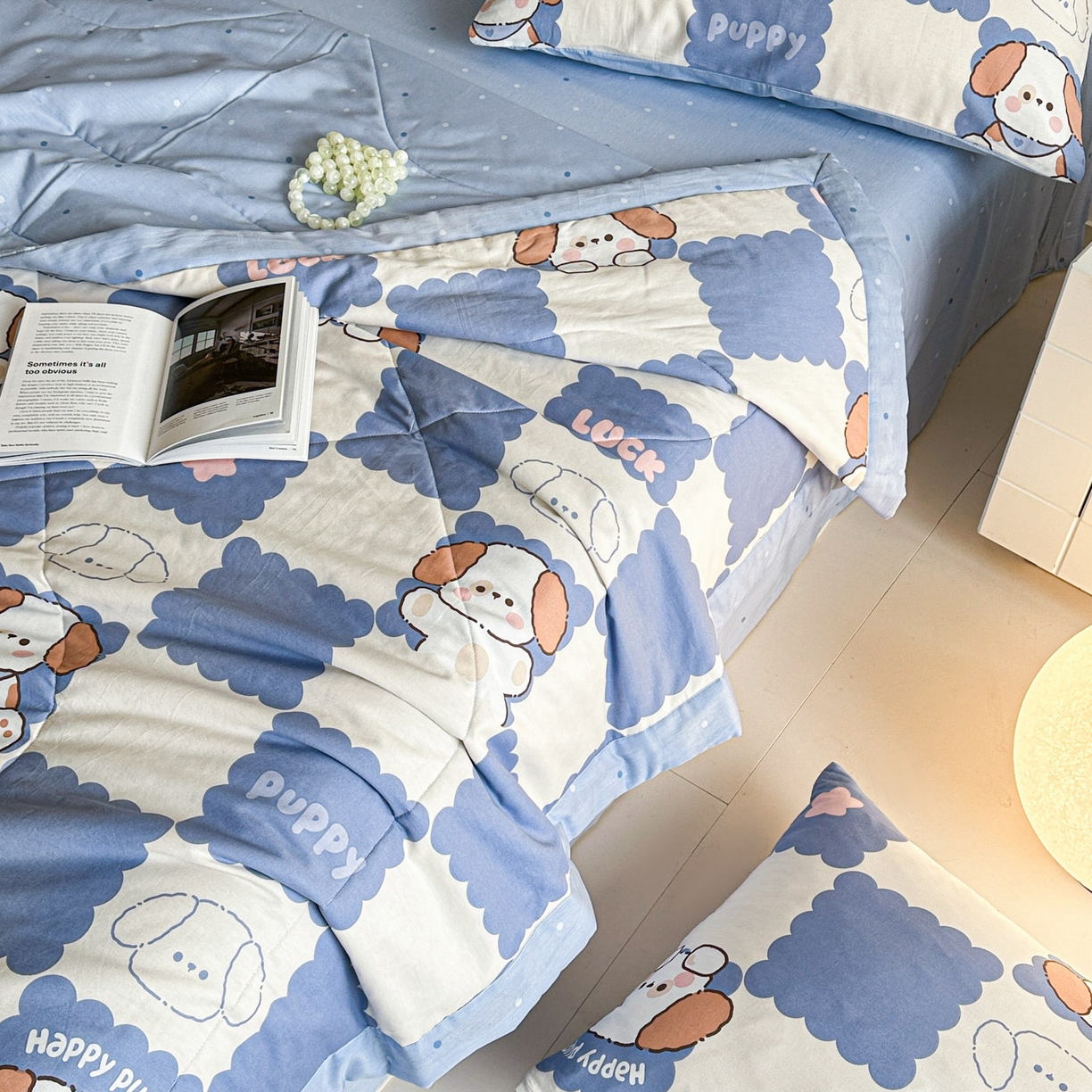 91家纺网 家纺一手货源 找家纺 春皖家纺 2026春夏新款全棉印花夏被夏凉被空调被 嗨皮狗