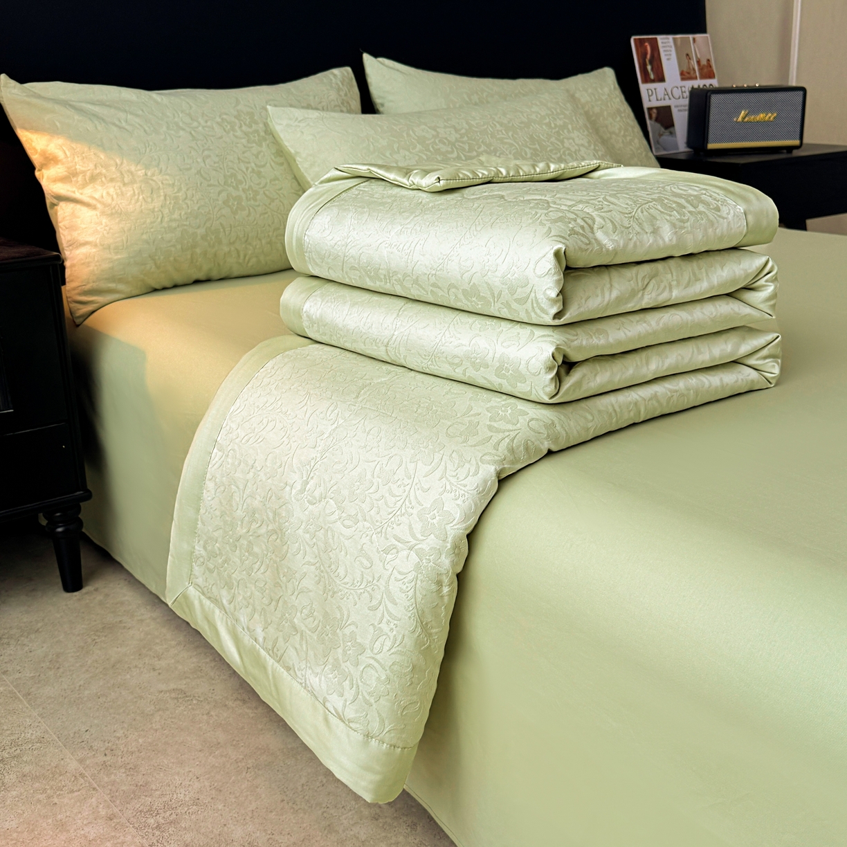 91家纺网 家纺一手货源 找家纺 乐家毛巾被（工厂自产自销） 2026春夏新款全棉60S长绒棉立体厚织提花整张棉花夏被四件套单夏被枕套夏凉被空 篱上花