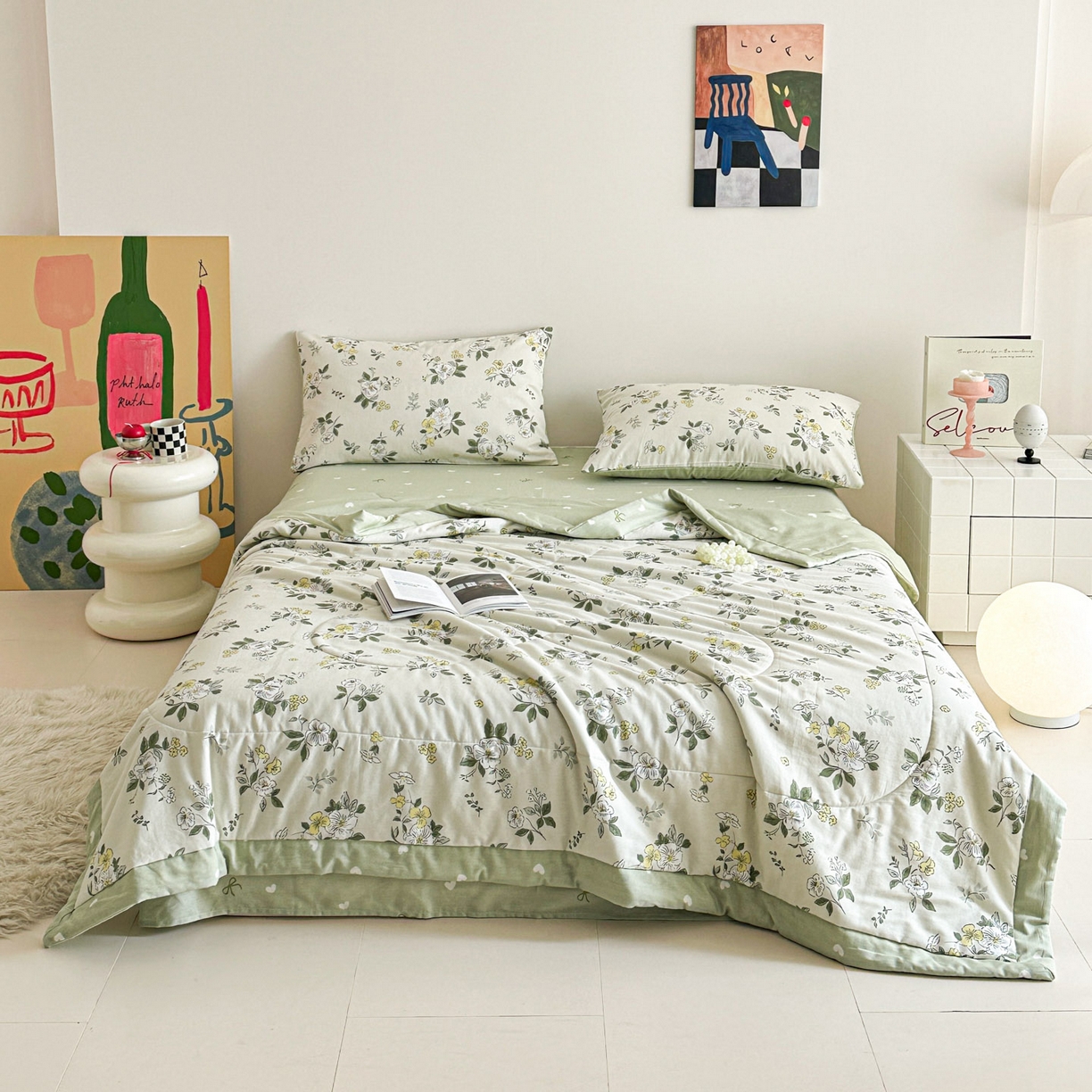 91家纺网 家纺一手货源 找家纺 春皖家纺 2026春夏新款全棉印花夏被夏凉被空调被 花香雪