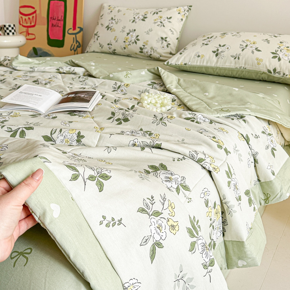 91家纺网 家纺一手货源 找家纺 春皖家纺 2026春夏新款全棉印花夏被夏凉被空调被 花香雪