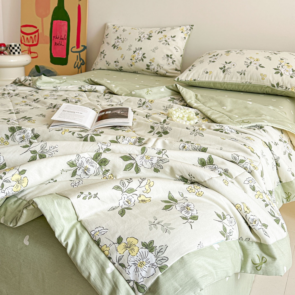 91家纺网 家纺一手货源 找家纺 春皖家纺 2026春夏新款全棉印花夏被夏凉被空调被 花香雪