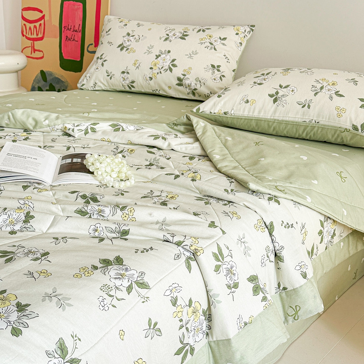 91家纺网 家纺一手货源 找家纺 春皖家纺 2026春夏新款全棉印花夏被夏凉被空调被 花香雪