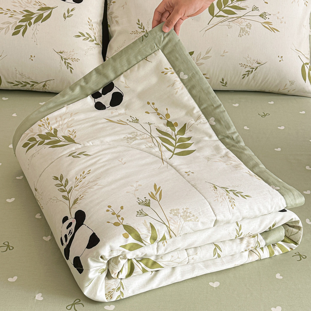 春皖家纺 2026春夏新款全棉印花夏被夏凉被空调被 欢乐熊猫