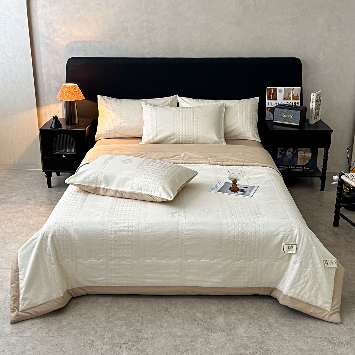 91家纺网 家纺一手货源 找家纺 乐家毛巾被（工厂自产自销） 2026春夏新款全棉60S长绒棉立体厚织提花整张棉花夏被四件套单夏被枕套夏凉被空 落痕