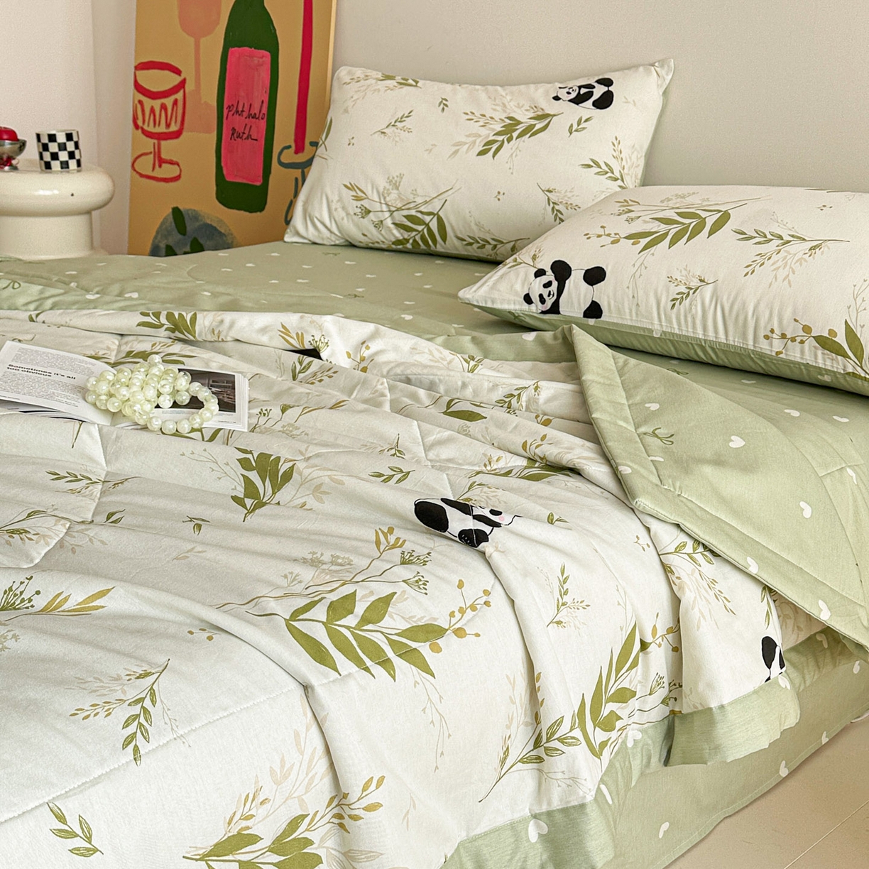 91家纺网 家纺一手货源 找家纺 春皖家纺 2026春夏新款全棉印花夏被夏凉被空调被 欢乐熊猫