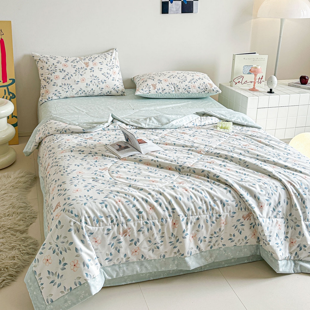 91家纺网 家纺一手货源 找家纺 春皖家纺 2026春夏新款全棉印花夏被夏凉被空调被 沁心田园