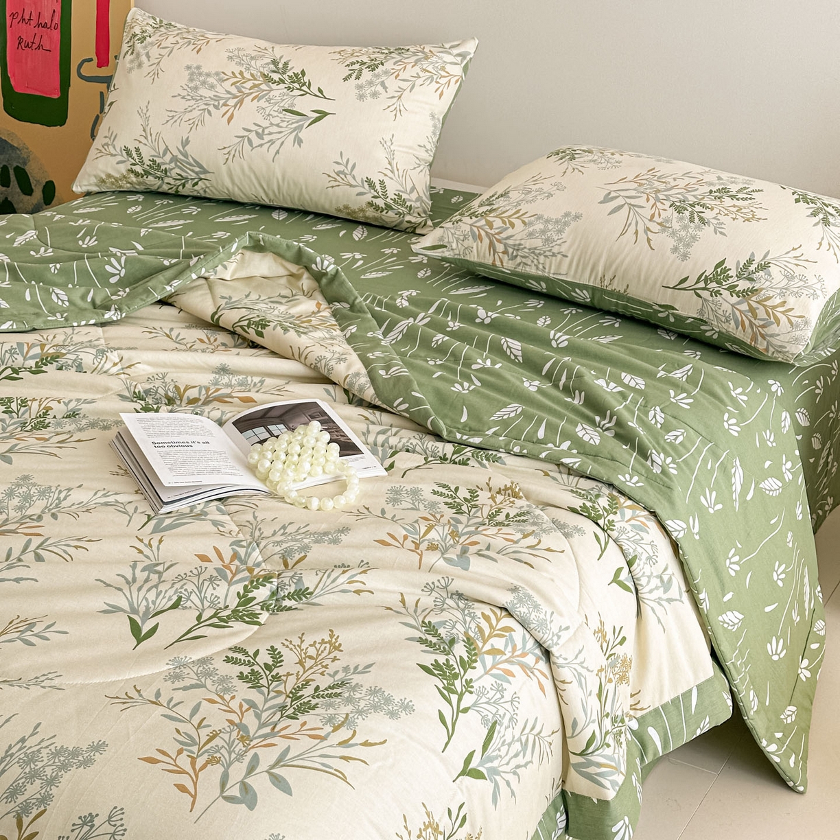 91家纺网 家纺一手货源 找家纺 春皖家纺 2026春夏新款全棉印花夏被夏凉被空调被 仙草