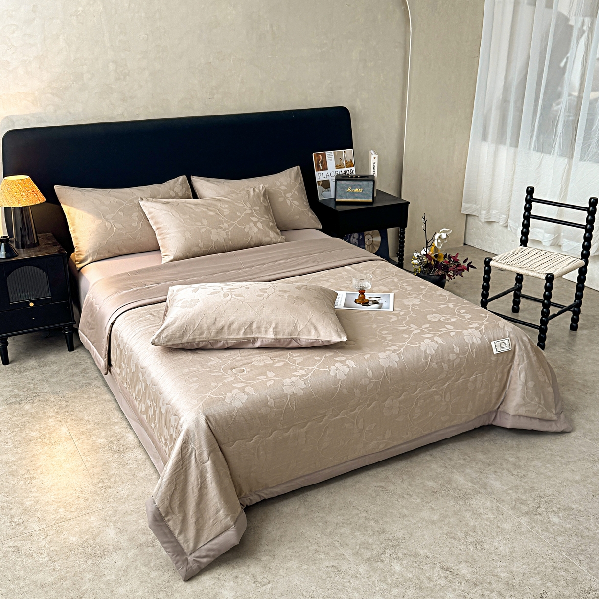 91家纺网 家纺一手货源 找家纺 乐家毛巾被（工厂自产自销） 2026春夏新款全棉60S长绒棉立体厚织提花整张棉花夏被四件套单夏被枕套夏凉被空 蔓延