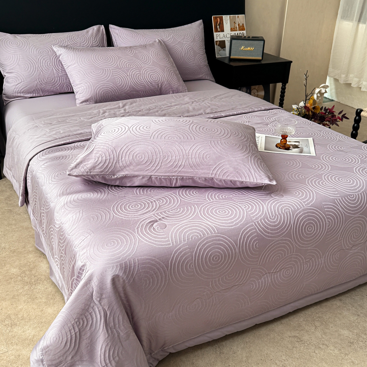 91家纺网 家纺一手货源 找家纺 乐家毛巾被（工厂自产自销） 2026春夏新款全棉60S长绒棉立体厚织提花整张棉花夏被四件套单夏被枕套夏凉被空 眠琴