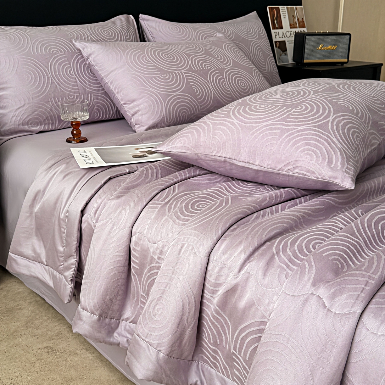 91家纺网 家纺一手货源 找家纺 乐家毛巾被（工厂自产自销） 2026春夏新款全棉60S长绒棉立体厚织提花整张棉花夏被四件套单夏被枕套夏凉被空 眠琴