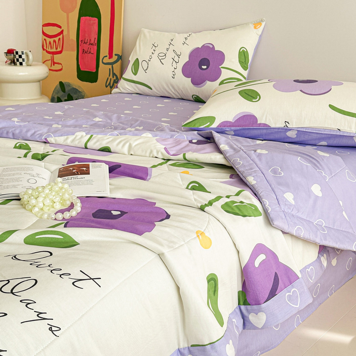 91家纺网 家纺一手货源 找家纺 春皖家纺 2026春夏新款全棉印花夏被夏凉被空调被 幽梦紫曦