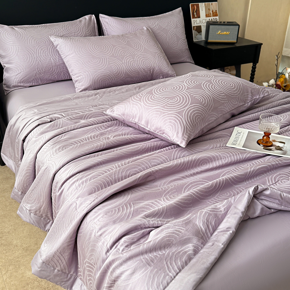 91家纺网 家纺一手货源 找家纺 乐家毛巾被（工厂自产自销） 2026春夏新款全棉60S长绒棉立体厚织提花整张棉花夏被四件套单夏被枕套夏凉被空 眠琴