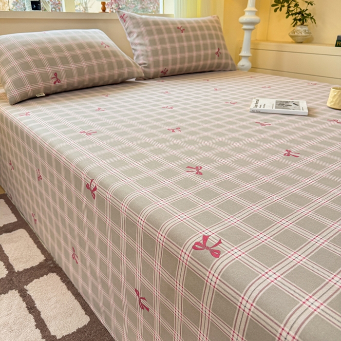 91家纺网 家纺一手货源 找家纺 羽梦家纺 2026新款老粗布床单三件套 格纹