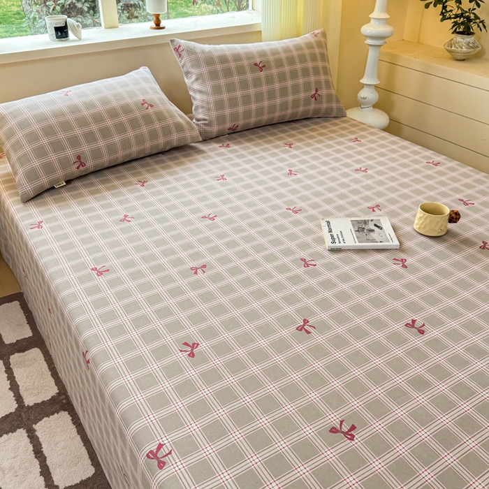 91家纺网 家纺一手货源 找家纺 羽梦家纺 2026新款老粗布床单三件套 格纹