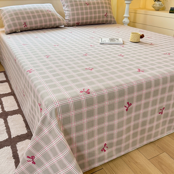 91家纺网 家纺一手货源 找家纺 羽梦家纺 2026新款老粗布床单三件套 格纹