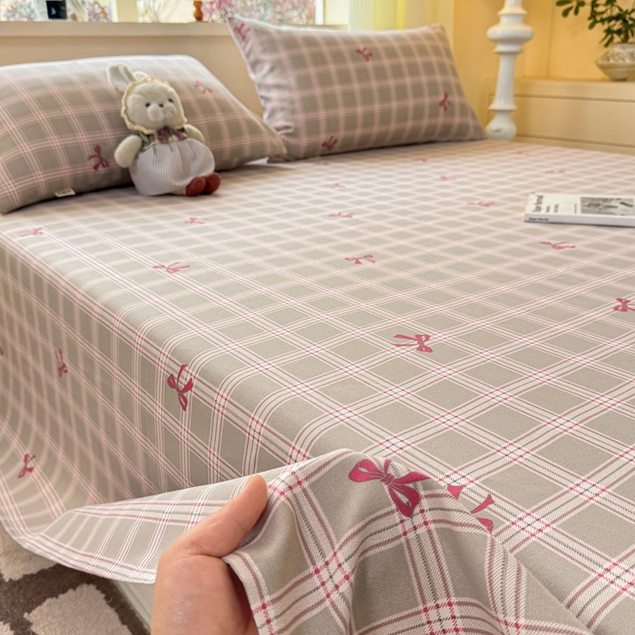 91家纺网 家纺一手货源 找家纺 羽梦家纺 2026新款老粗布床单三件套 格纹