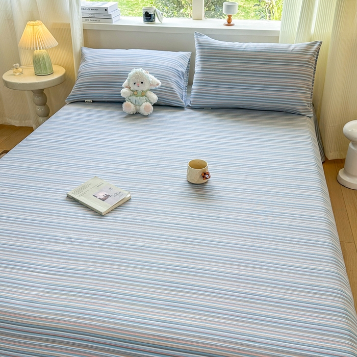 91家纺网 家纺一手货源 找家纺 羽梦家纺 2026新款老粗布床单三件套 海盐