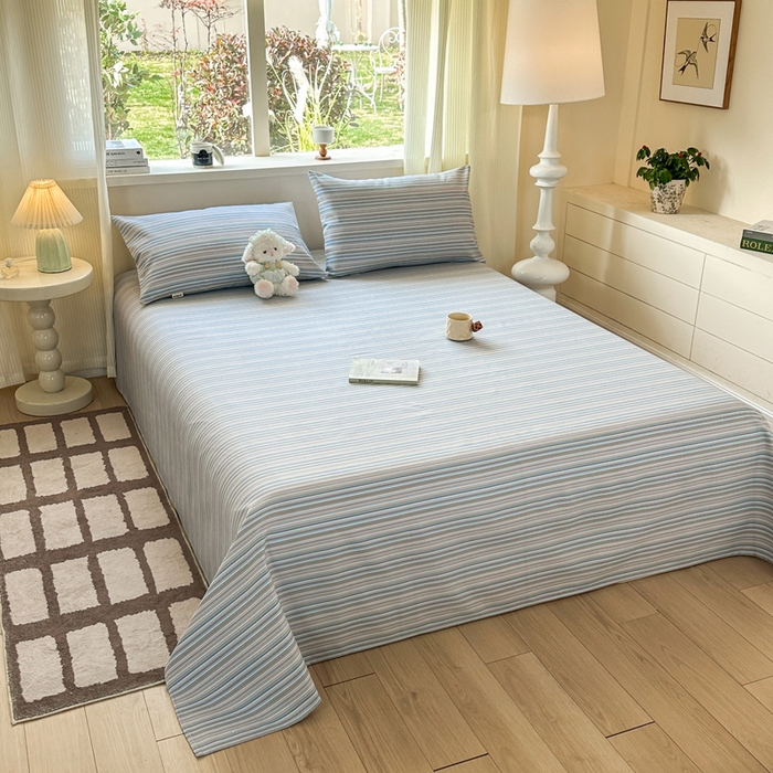 91家纺网 家纺一手货源 找家纺 羽梦家纺 2026新款老粗布床单三件套 海盐