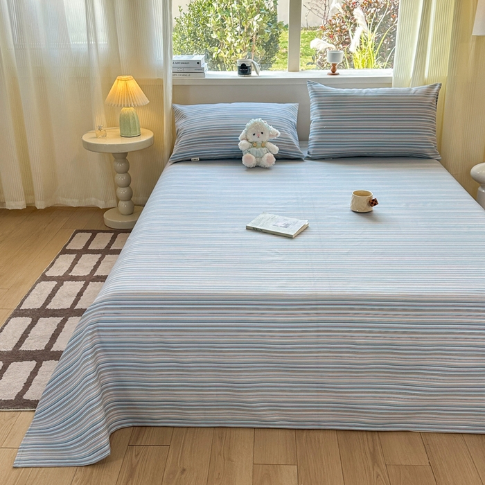 91家纺网 家纺一手货源 找家纺 羽梦家纺 2026新款老粗布床单三件套 海盐