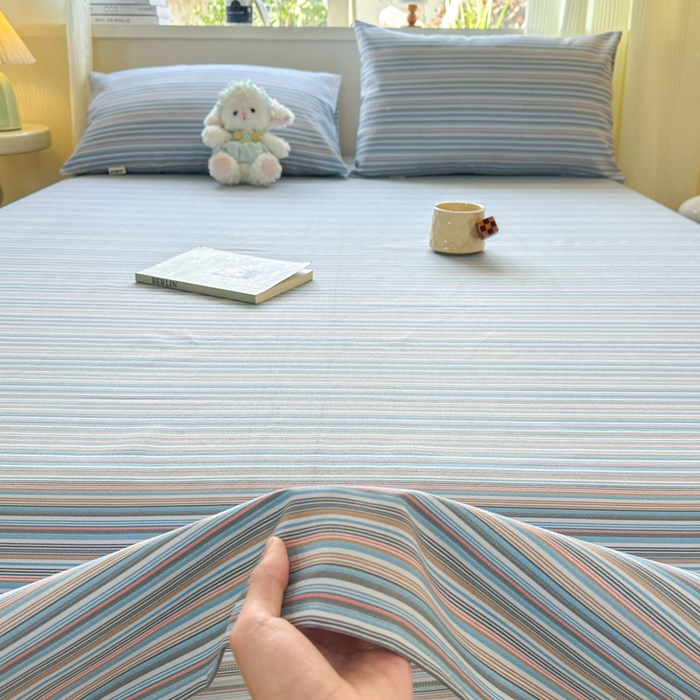 91家纺网 家纺一手货源 找家纺 羽梦家纺 2026新款老粗布床单三件套 海盐