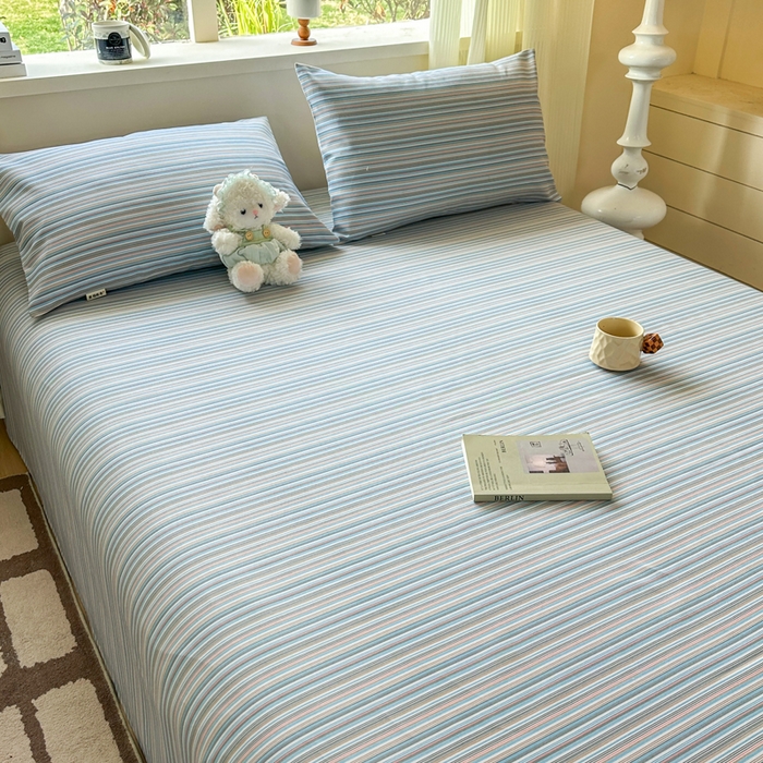 91家纺网 家纺一手货源 找家纺 羽梦家纺 2026新款老粗布床单三件套 海盐