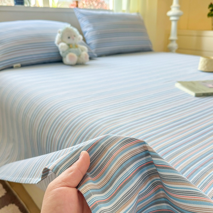 91家纺网 家纺一手货源 找家纺 羽梦家纺 2026新款老粗布床单三件套 海盐