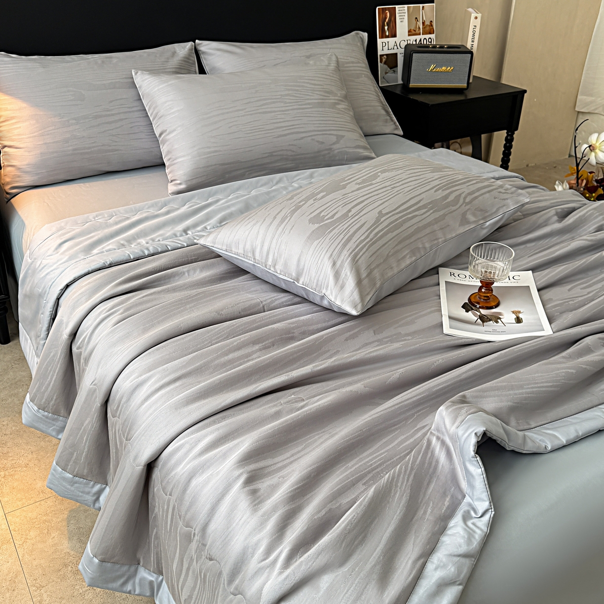 91家纺网 家纺一手货源 找家纺 乐家毛巾被（工厂自产自销） 2026春夏新款全棉60S长绒棉立体厚织提花整张棉花夏被四件套单夏被枕套夏凉被空 年轮