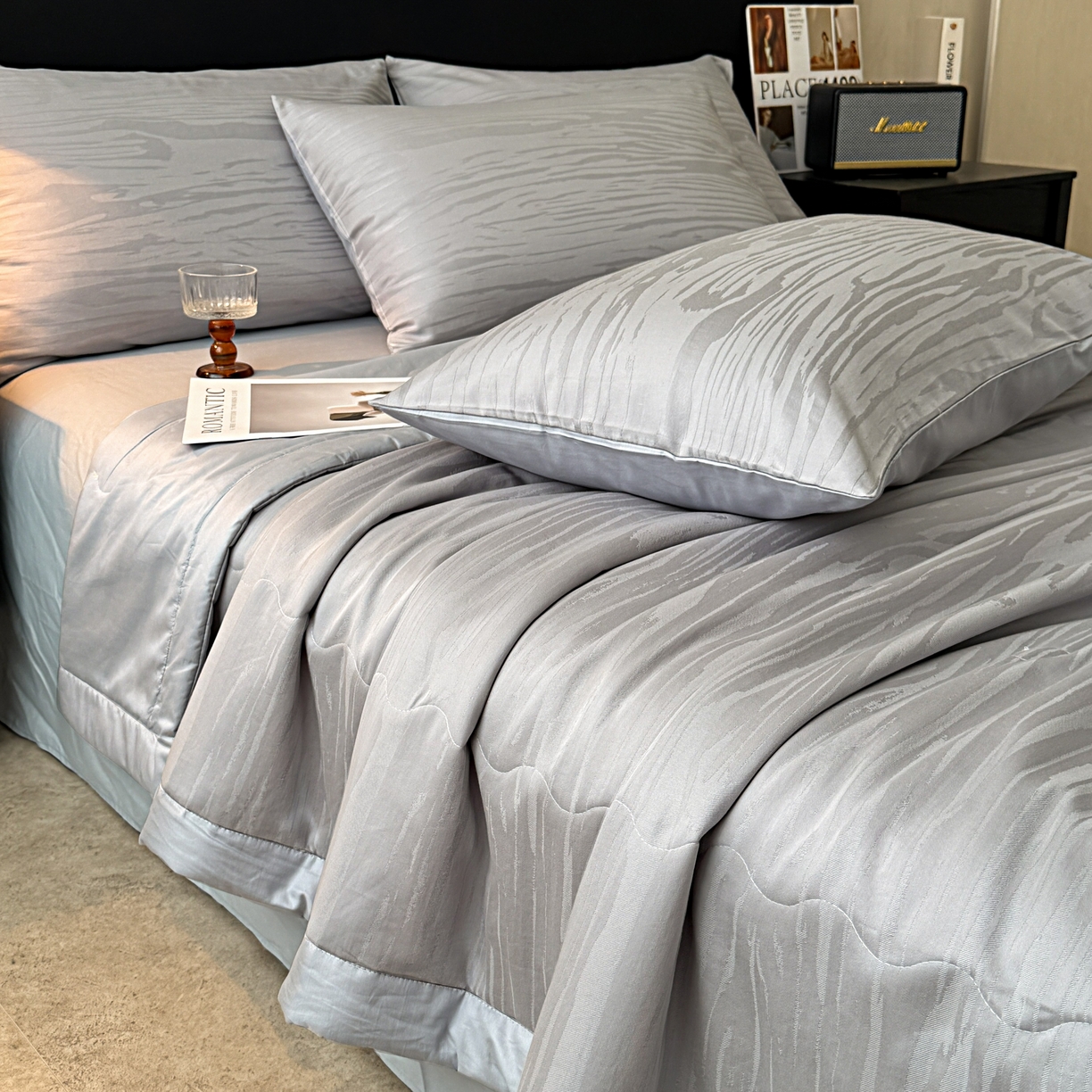 91家纺网 家纺一手货源 找家纺 乐家毛巾被（工厂自产自销） 2026春夏新款全棉60S长绒棉立体厚织提花整张棉花夏被四件套单夏被枕套夏凉被空 年轮