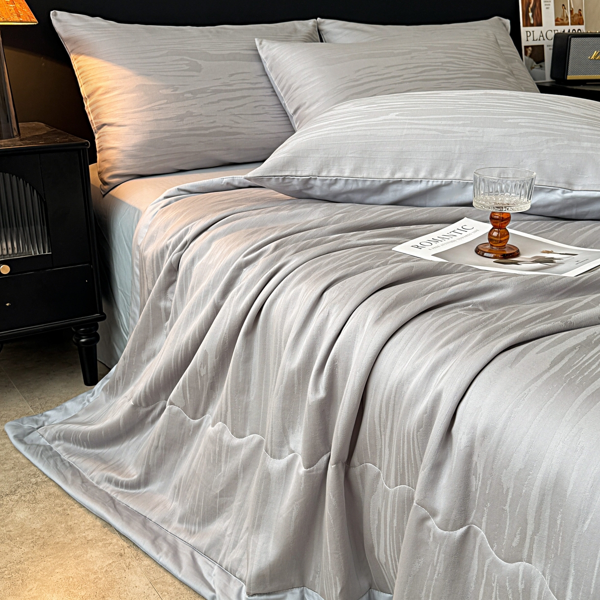 91家纺网 家纺一手货源 找家纺 乐家毛巾被（工厂自产自销） 2026春夏新款全棉60S长绒棉立体厚织提花整张棉花夏被四件套单夏被枕套夏凉被空 年轮