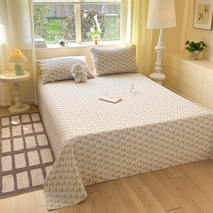 91家纺网 家纺一手货源 找家纺 羽梦家纺 2026新款老粗布床单三件套 金羽