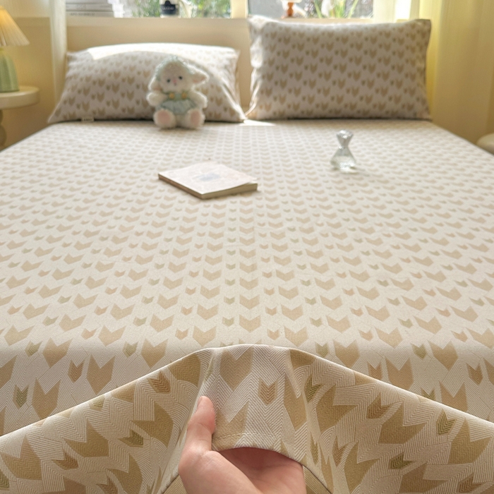 91家纺网 家纺一手货源 找家纺 羽梦家纺 2026新款老粗布床单三件套 金羽