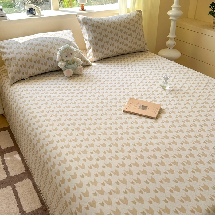 91家纺网 家纺一手货源 找家纺 羽梦家纺 2026新款老粗布床单三件套 金羽