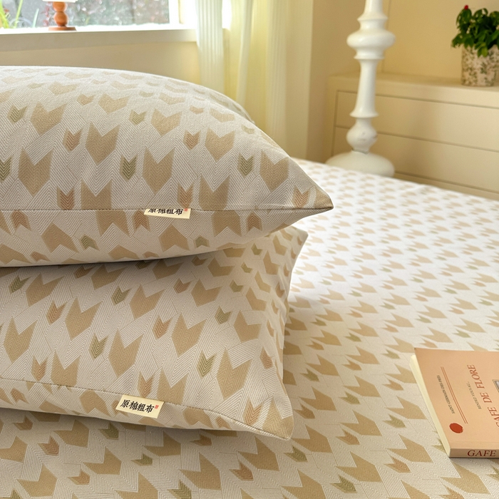 91家纺网 家纺一手货源 找家纺 羽梦家纺 2026新款老粗布床单三件套 金羽