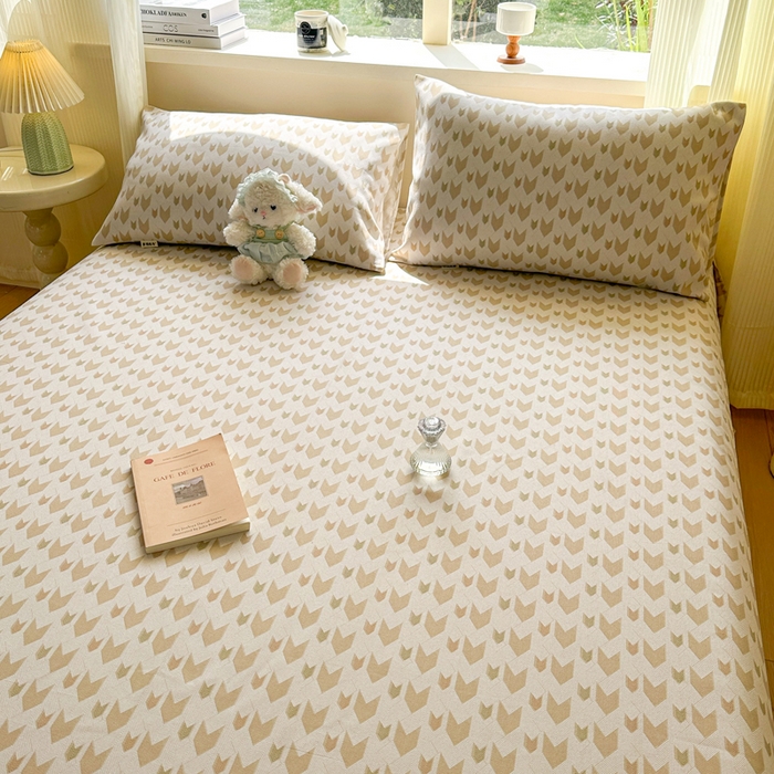 91家纺网 家纺一手货源 找家纺 羽梦家纺 2026新款老粗布床单三件套 金羽