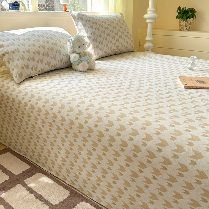 91家纺网 家纺一手货源 找家纺 羽梦家纺 2026新款老粗布床单三件套 金羽