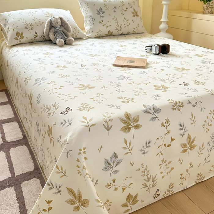 91家纺网 家纺一手货源 找家纺 羽梦家纺 2026新款老粗布床单三件套 金枝