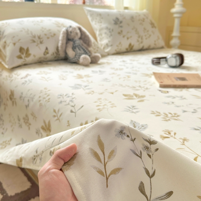 91家纺网 家纺一手货源 找家纺 羽梦家纺 2026新款老粗布床单三件套 金枝