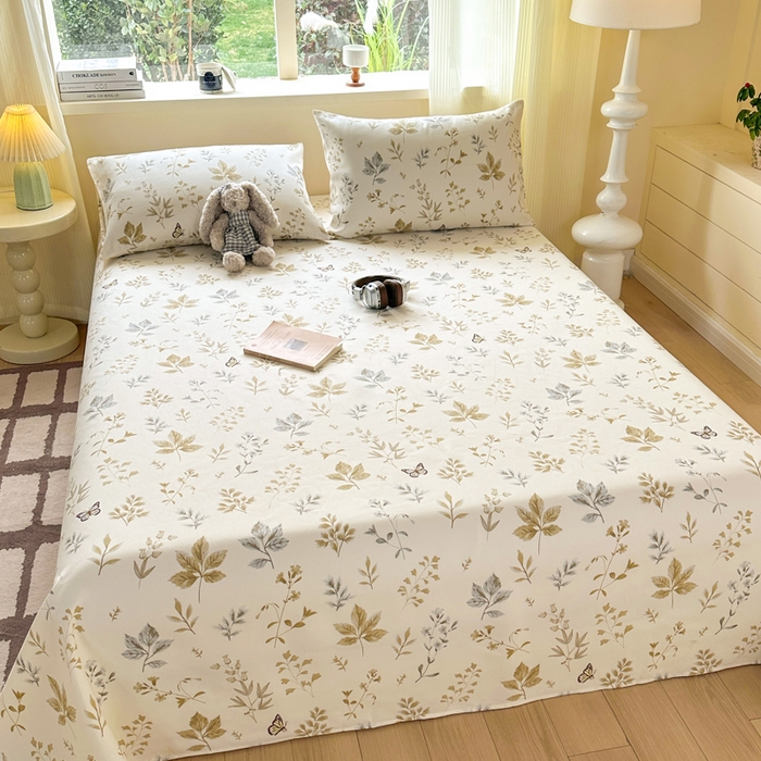 91家纺网 家纺一手货源 找家纺 羽梦家纺 2026新款老粗布床单三件套 金枝