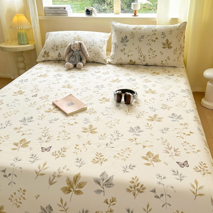 91家纺网 家纺一手货源 找家纺 羽梦家纺 2026新款老粗布床单三件套 金枝