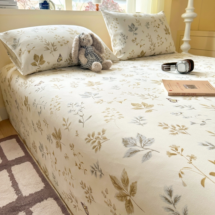 91家纺网 家纺一手货源 找家纺 羽梦家纺 2026新款老粗布床单三件套 金枝