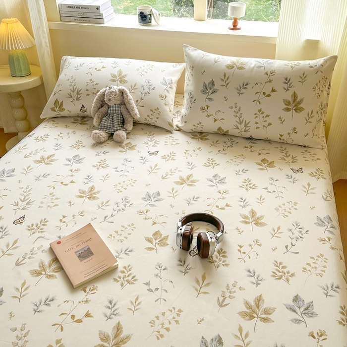 91家纺网 家纺一手货源 找家纺 羽梦家纺 2026新款老粗布床单三件套 金枝