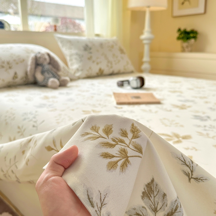 91家纺网 家纺一手货源 找家纺 羽梦家纺 2026新款老粗布床单三件套 金枝